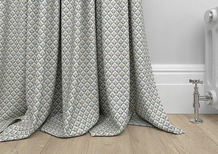 Trellis Prints, Scallop and Bud Raffs Blue - Made to Measure Curtains - Image 6